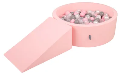 Immagine prodotto di KiddyMoon parco giochi in schiuma con piscina di palline rotonde (100 palline) pozzetti di palline per giochi per bambini percorsi ad ostacoli in piscina,  eu, rosa:perla/grigio/trasparente/rosa polvere