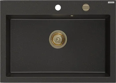 Produktbild von Mexen Elix Granitspüle 1-Becken 700 x 500 mm, schwarz/gold metallic, Siphon gold - 6526701005-75-G