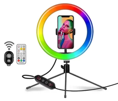 Obrázek produktu pro Kruhové světlo UNIQ RGB 10,2 palce se stativem a dálkovým ovládáním