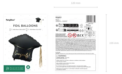 Obrázok produktu pre PartyDeco FB281, Hračkársky balón, Fólie, Čierna, Jednofarebné, Blahoželania, Univerzálne