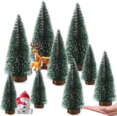Immagine prodotto di Piccoli alberi di Natale con base in legno, 10-20 cm, decorazione