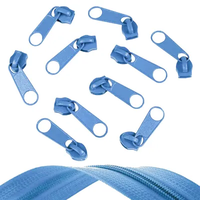 Produktbild von 10 Reißverschluss Zipper für Endlosreißverschluss, 5mm, Farbauswahl, Farbe:himmelblau