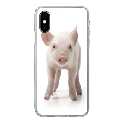 Produktbild von MuchoWow® Handyhülle Schutzhülle Hülle für iPhone X Schwein - Tiere - Weiß Silikon Softcase Handy Hülle - Handyhülle