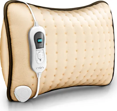 Immagine prodotto di sinnlein cuscino riscaldante elettrico beige con imbottitura 100W per schiena spalla collo | cuscino riscaldante con 3 impostazioni di temperatura e spegnimento automatico