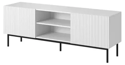 Image de Armoire PAFOS RTV sur cadre en acier noir 150x40x60 cm blanc mat