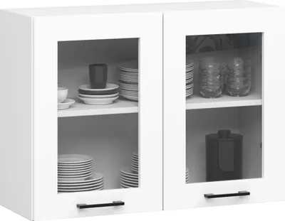 Obrázek produktu pro Závěsná prosklená skříňka 80 cm VERMINA - bílá