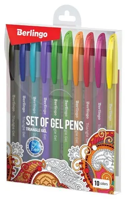 Produktbild von Berlingo, Gelschreiber-Set, farbig, 10 Stück, 0,5 mm, Triangel-Gel