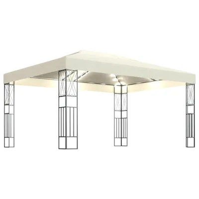 Produktbild von Pavillon mit LED-Lichterkette 3x4 m Creme Stoff