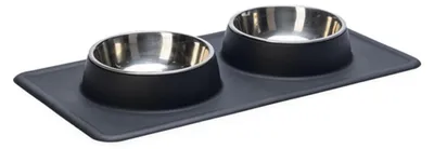 Produktbild von Karlie Silikon INOX Dinner Set 700 ml schwarz, 2 x 350 ml