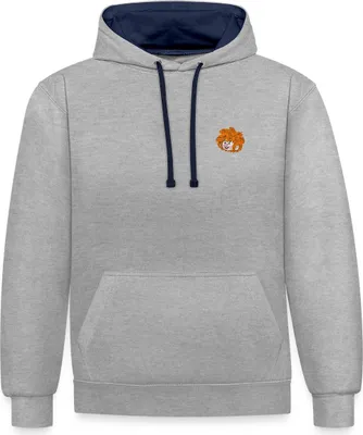 Produktbild von Spreadshirt Pumuckl Stickdesign Uni Kontrast Hoodie, M, Grau meliert/Navy