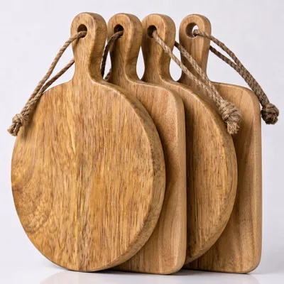 Produktbild von 4er Mix Set Nini Holz-Servierbretter mit Griff für Tapas und Co.