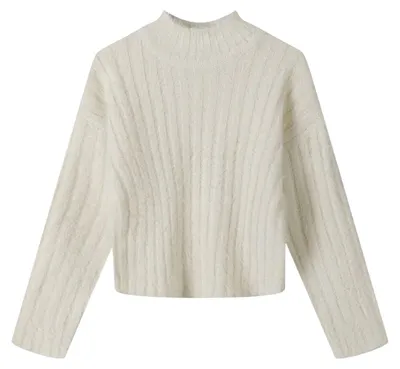 Imagen del producto de Minoti - Sudadera para niñas, corte alto, tejido de punto, modelo MN274 (128) (Blanco)