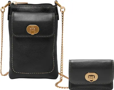 Produktbild von FOSSIL Leder Handytasche Umhängetasche Harper Phone Bag Black schwarz