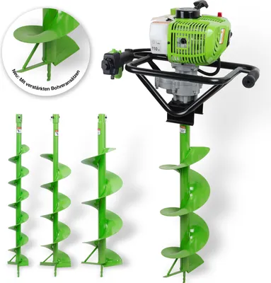 Produktbild von BullPower EB-5202 - Benzin Erdbohrer 52ccm Erdbohrgerät Erdlochbohrer Pfahlbohrer 100mm + 150mm + 200mm