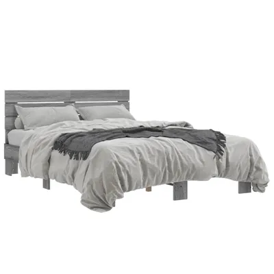 Produktbild von vidaXL Bettgestell Grau Sonoma 140x200 cm Holzwerkstoff und Metall