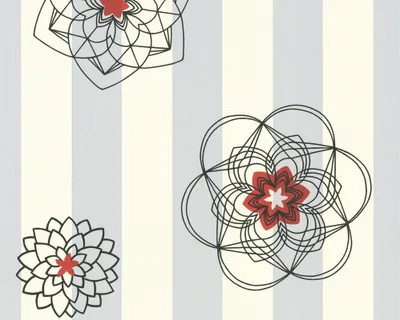 Produktbild von Esprit Home Vliestapete  Esprit Home Grau Rot Weß Floral Blumen Streifen 110732
