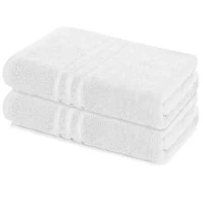 Zdjęcie produktu dla Zestaw 2 ręczników do sauny Lavea®, 80x200 cm, 100% bawełna – Duży ręcznik do sauny dla kobiet i mężczyzn, bardzo chłonny, miękki – Biały