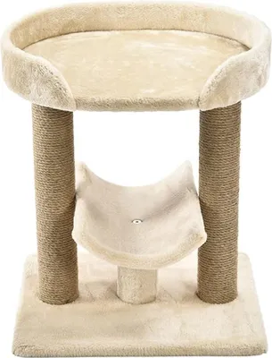 Image de Arbre à chat à plate-forme - 1 pièce 45,7 x 35,5 x 56 cm Beige