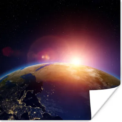 Produktbild von MuchoWow® Poster Erde - Sonne - Sterne 75x75 cm - Wand Dekoration