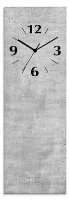 Produktbild von ARTland Glas Wanduhr Funkuhr - schwarzer Zeiger Grauer Betonoptik Größe: 20x60 cm