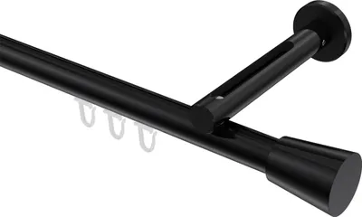 Produktbild von Interdeco Innenlaufstange / Gardinenstange mit Innenlauf Schwarz, Typ Siteno Sitra (Konus), 20 mm Ø 1-läufig, 280 cm