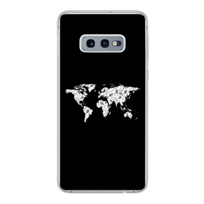Produktbild von MuchoWow® Handyhülle Schutzhülle Hülle für Samsung Galaxy S10e Weltkarte - Blätter - Schwarz Silikon Softcase Handy Hülle - Handy