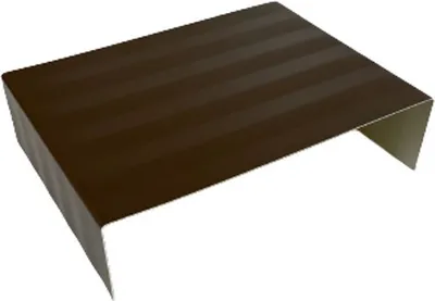 A brown metal corner piece with a ribbed texture, shown from a diagonal angle against a white background.