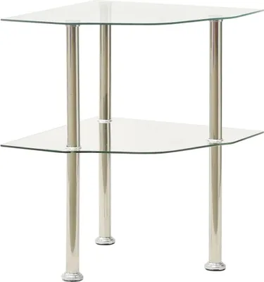 Produktbild von vidaXL Beistelltisch mit 2 Ablagen Transparent 38x38x50 cm Hartglas