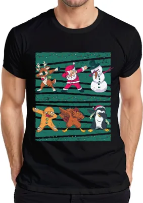 Produktbild von Dabbing Rentier Santa Schneemann - Weihnachten Weihnachtsgeschenk Christmas Herren T-Shirt, Schwarz, L