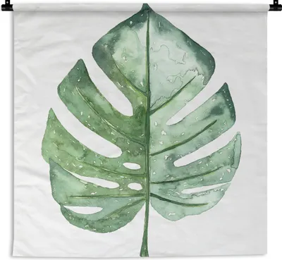 Produktbild von MuchoWow® Wandteppich Wandbehang Aquarell - Monstera - Blatt 150x150 cm Tapisserie Dekoration Wandtuch - Wohnaccessoires - Modernes