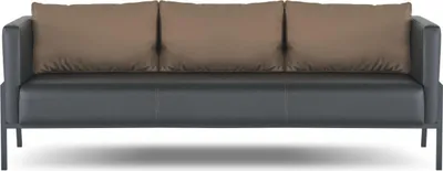 Produktbild von Schwarzer Arbeitszimmer Dreisitzer Designer Sitzmöbel Luxus Ledercouch