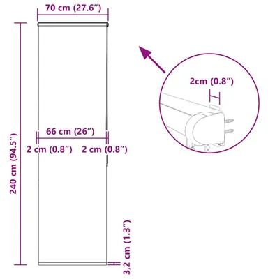 Produktbild von vidaXL Duschrollo mit Kassette 70x240 cm Stoffbreite 66 cm