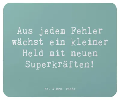 Produktbild von Mr. & Mrs. Panda Mousepad Spruch Fehler machen lernen - Meeresbrise - Geschenk, Motivation, laptop, Mauspad, Vertrauem, Ermutigung, daraus, Liebe, Herausforderung, Trost