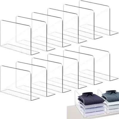 Image de Diviseurs pour étagères, dimensions 20 x 12 cm, en PVC transparent, lot de 12. Idéal pour un rangement ordonné. - ShopVlot