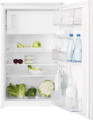 AEG Electrolux Einbaukühlschrank / 880 mm / 4-Sterne-Gefrierfach / 124 L / Schlepptür / E LFB2AE88S1 Frontansicht geöffnet