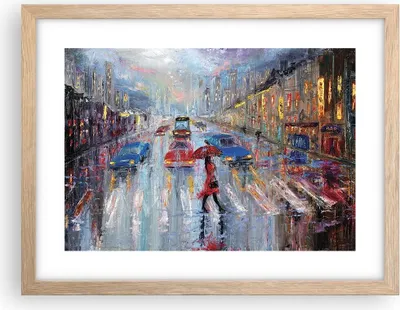 Produktbild von Gerahmtes Poster - Rahmen in heller Eiche - Acryl Stadt Regen - 40x30 cm - Wand Bild - Wanddeko - Wandbilder - Wandposter - Bilderrahmen - Bilder - Kunstdruck - Wandbild - P2NAA40x30-4251