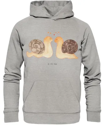 Produktbild von Mr. & Mrs. Panda Kuschelhoodie Schnecken Liebe Größe M - Heather Grey - Geschenk, Freundin, Paar, Hoodie, Große, Kapuzenpullover, Pullover, Sweatshirt, glücklich, Pärchen