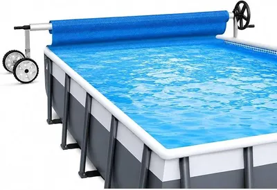 Produktbild von Aufrollsysteme für Poolfolien inkl. Befestigungsmaterial mobiler Pool Aufroller für Solarfolie für Pools mit 3 bis 5,7 Meter Breite Aufrollvorrichtung fahrbar Poolabdeckung