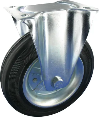 Produktbild von Bockrolle mit 200 mm Vollgummi und Rollenlager, Tragfähigkeit 205 kg