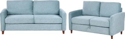 Produktbild von BELIANI Sofa Set Blau Stoff 5-Sitzer Gepolstert mit Stauraum für 5 Personen Modernes Retro Design Couch Wohnzimmermöbel