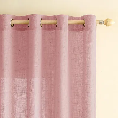 Image de Rideaux en lin avec œillets - Rose - Pour intérieur