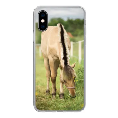 Produktbild von MuchoWow® Handyhülle Schutzhülle Hülle für iPhone X Porträt eines Fjordpferdes auf einer Wiese Silikon Softcase Handy Hülle - Handyhülle
