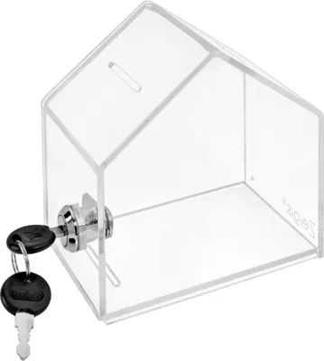 Produktbild von Spendenhaus mit Schloß aus Acrylglas mit Schloß - Zeigis® / Losbox / Aktionsbox / transparent / durchsichtig / abschließbar