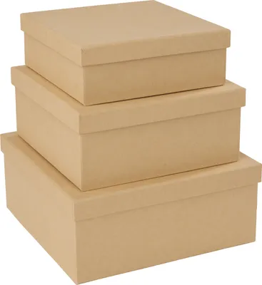 Produktbild von VBS Quadratschachteln, 3er-Set, 20x20x8,5 cm, 17,5x17,5x7,5 cm, 15,5x15,5x5,5 cm