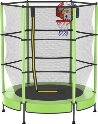 Produktbild von Mini Trampoline - Kindertrampoline mit Sicherheitsnetz - Fitness-Trampolin mit Stange – Für Kinder – Kleine Trampoline mit Basketballkorb – Kleinkind- & Kindertrampolin 145 cm - Indoor & Outdoor