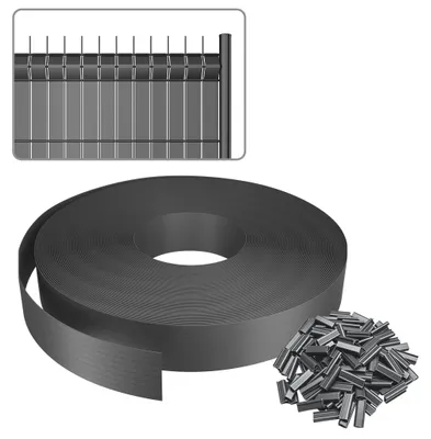 Produktbild von QEENTOE PVC Sichtschutzstreifen, Sichtschutz Zaun 5cmx70m inkl 140 Clips Zaunblende für Doppelstabmattenzaun & Stabmattenzaun, Grau