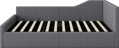 Produktbild von Flieks Hydraulisches Polsterbett 140x200cm mit Stauraum, Tagesbett Daybed mit Rücken- und Armlehne, Doppelbett Stauraumbett mit Lattenrost, Grau