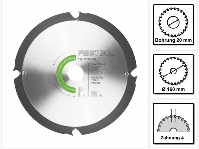 Immagine prodotto di Festool Lama diamantata 160 x 2,2 x 20 DIA4 per TS 55 R e TSC 55 ( 201910 )
