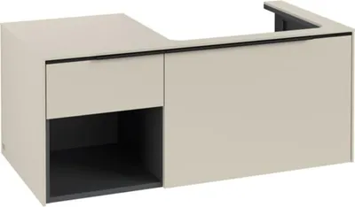 Image de Villeroy & Boch Subway 3.0 armoire sous lavabo, 2 tiroirs, lavabo à droite, élément d'étagère en bas à gauche, 1001x422,5x516mm, C57101VN