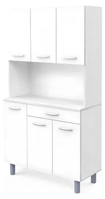 Produktbild von Küchenschrank, Singleküche, weiß, Küchenregal, Küchenzeile, Mehrzweckschrank, 185x101x42cm